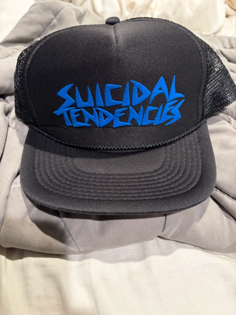RARE VINTAGE Suicidal Tendencies Black Trucker Hat with Blue Logo